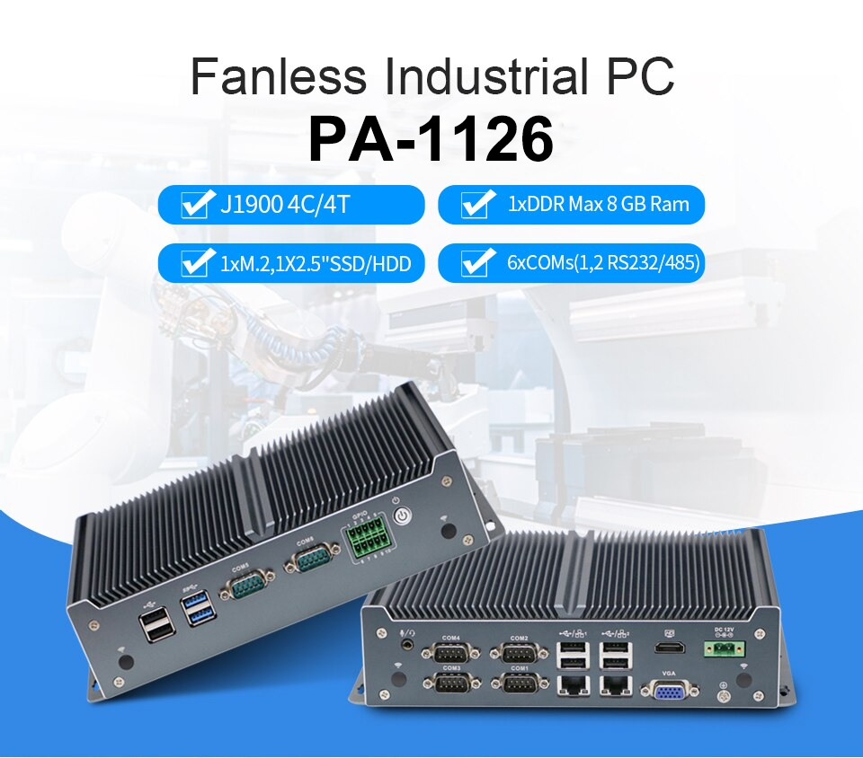 PA1126 Fanless Barebone System Win10 Industrial POS PC