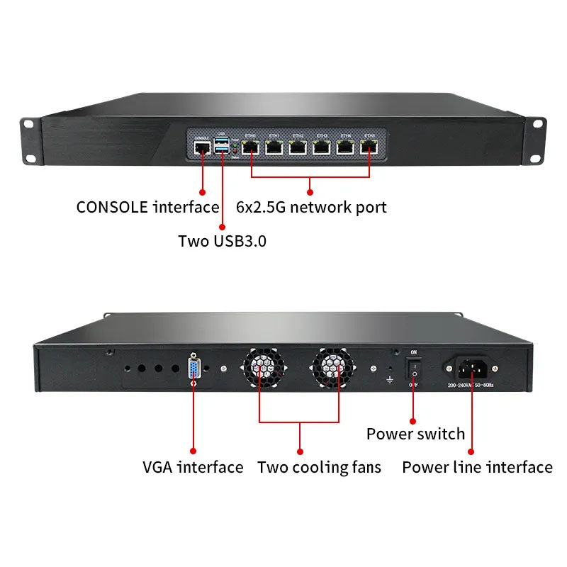 i3 1115G4 i5 1145G7 i7 1165G7Firewall With 6 Intel I225 I211 NICs