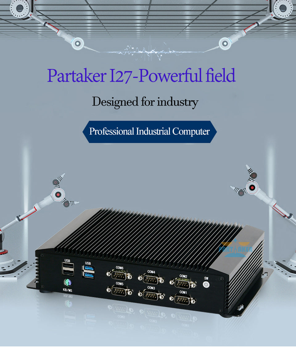 I27 Industrial Mini PC i5 8250U i7 8550U with 6COM RS232