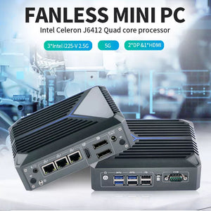 C6 Fanless Mini PC 3 Intel i225-V 2.5G Lan J6412 Router