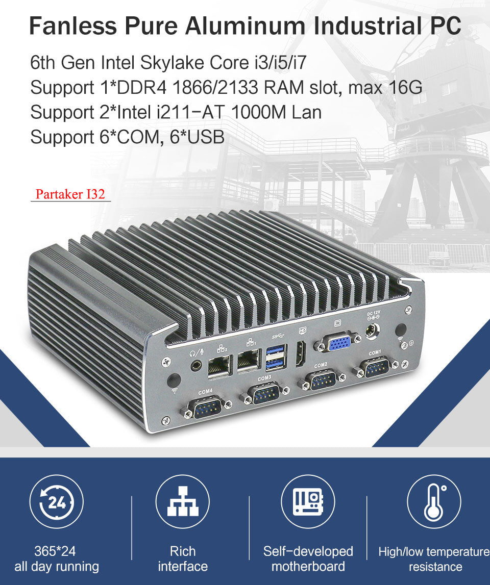 Partaker I32 Industrial Fanless Mini PC Support 3G 4G